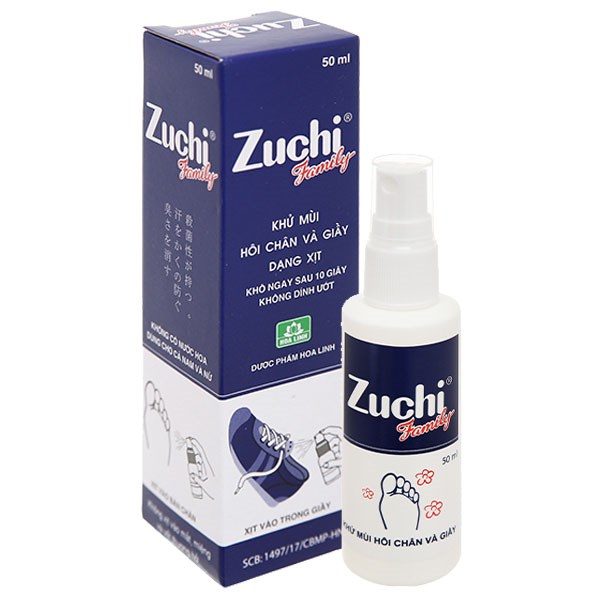 Xịt Zuchi Family khử mùi hôi chân và giày chai 50ml